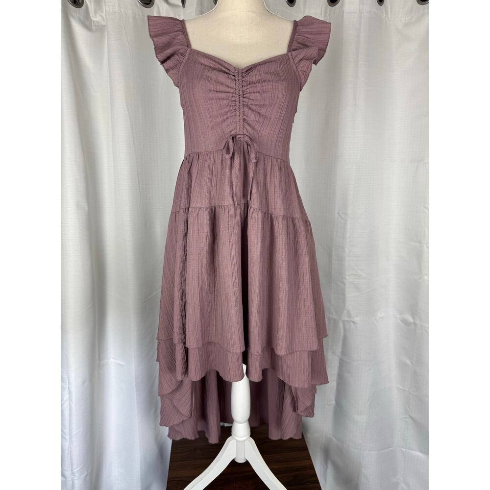 Joyfolie Mauve High Low Dress Ruffle Strap Boho Girls 14 - Picture 3 of 8